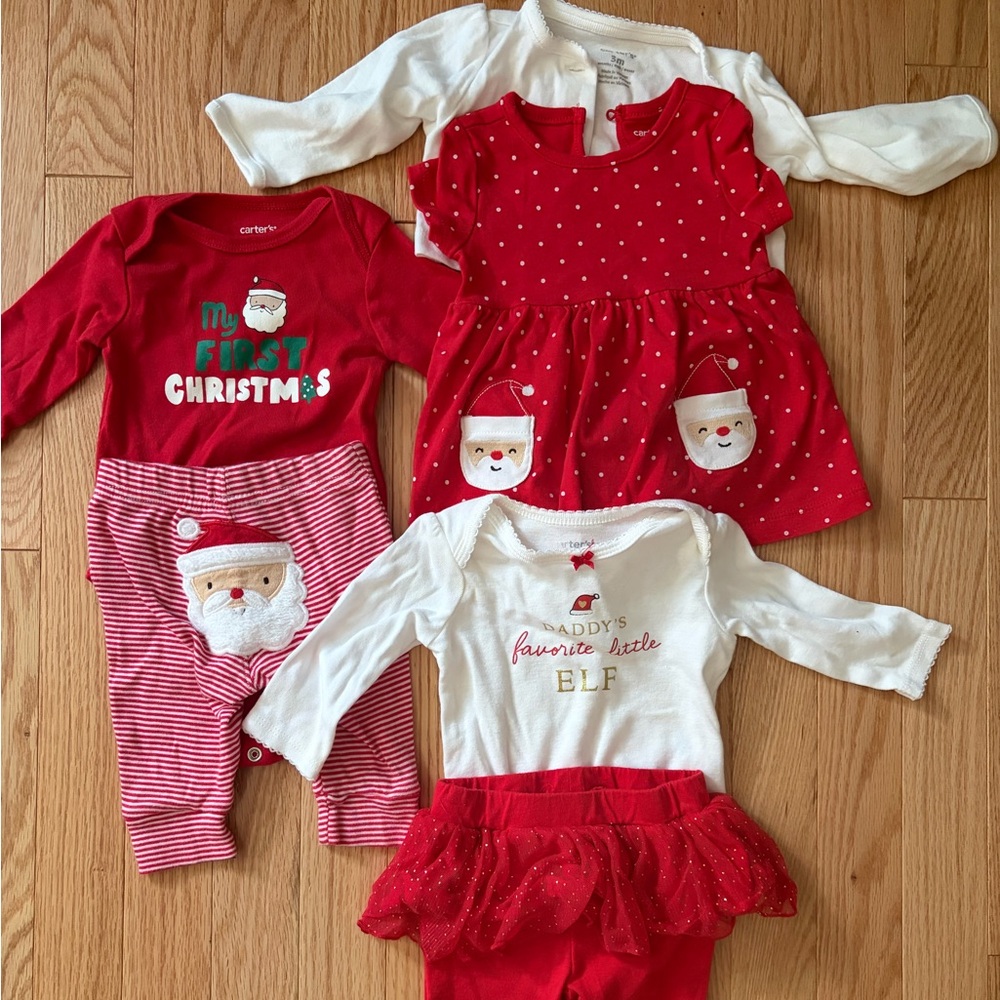 Carter's Red & White Baby Christmas Outfit Bundle